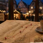 Carte des marchés de noël en alsace 2025, itinéraire Strasbourg–Colmar.