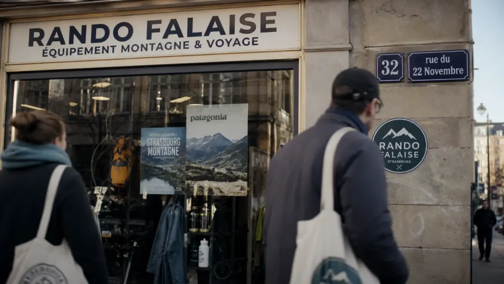 Façade du 32 rue du 22 novembre à Strasbourg, vitrine et enseigne