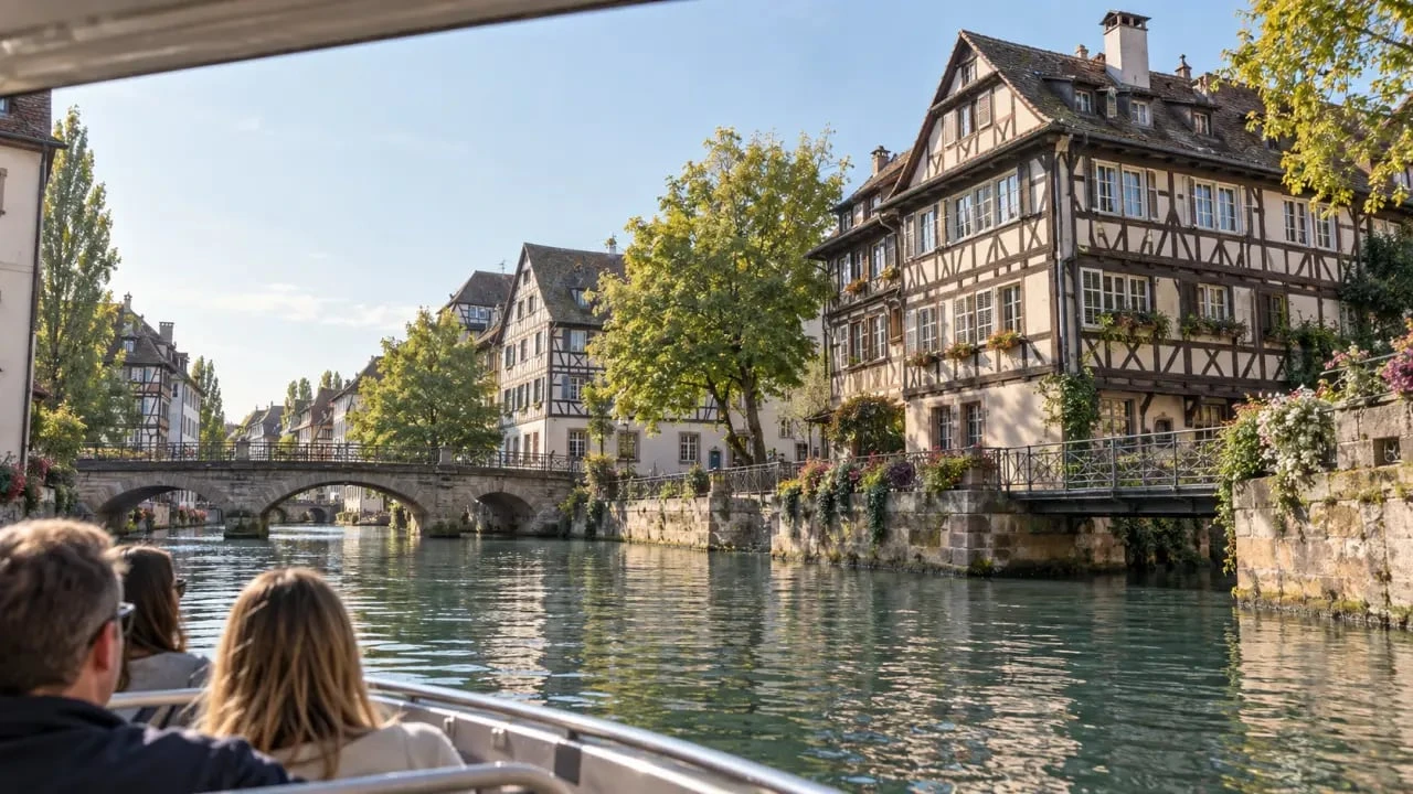 Balade en bateau à Strasbourg dans le quartier de la Petite France