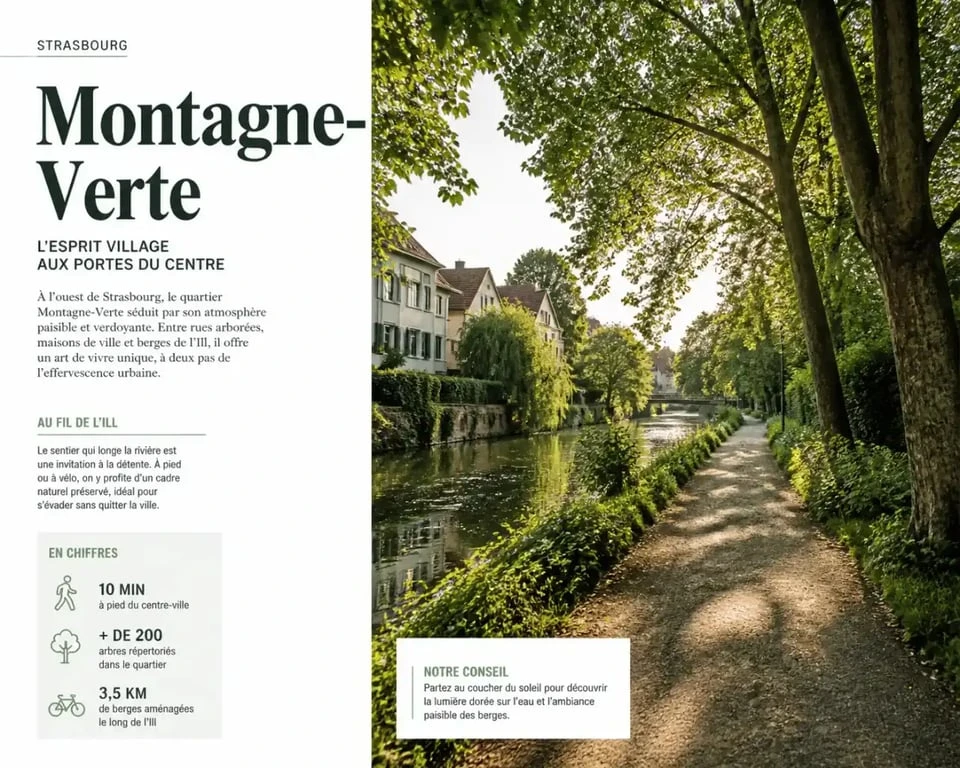 Berges de l'Ill dans le quartier Montagne-Verte à Strasbourg, un espace vert paisible