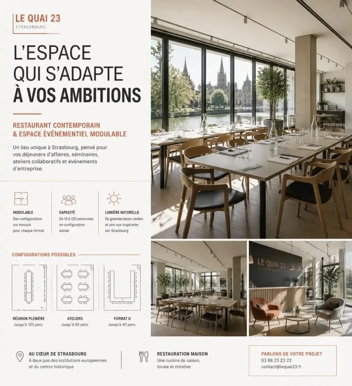 Restaurant contemporain privatisable à Strasbourg pour séminaire d'entreprise