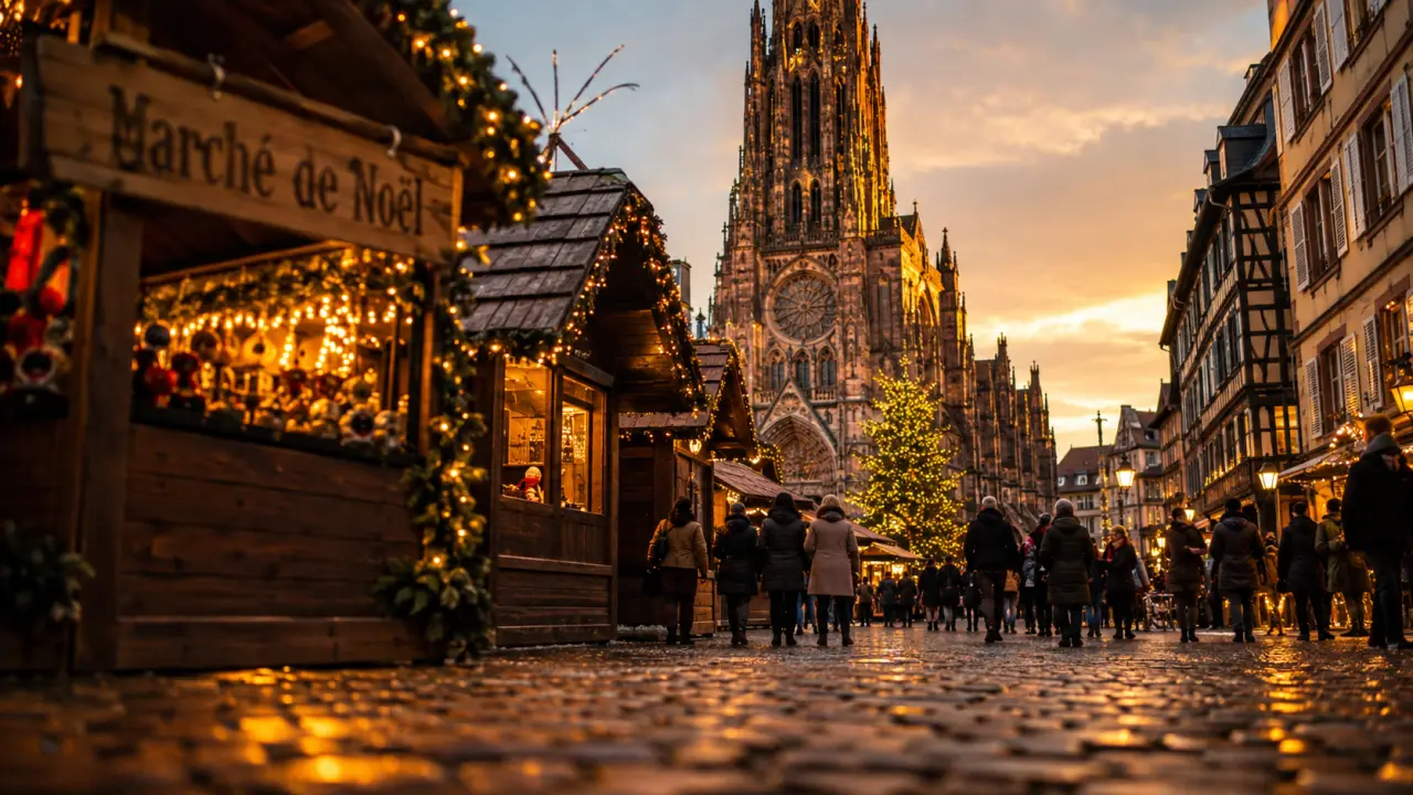 Où se trouvent les marchés de Noël à Strasbourg : 8 places à pied, cathédrale et chalets