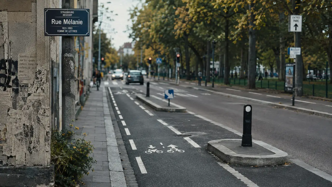 Rue Mélanie Strasbourg, piste cyclable bidirectionnelle, 330 m