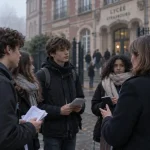 Manon Aubry échange avec les élèves du lycée Marie-Curie à Strasbourg