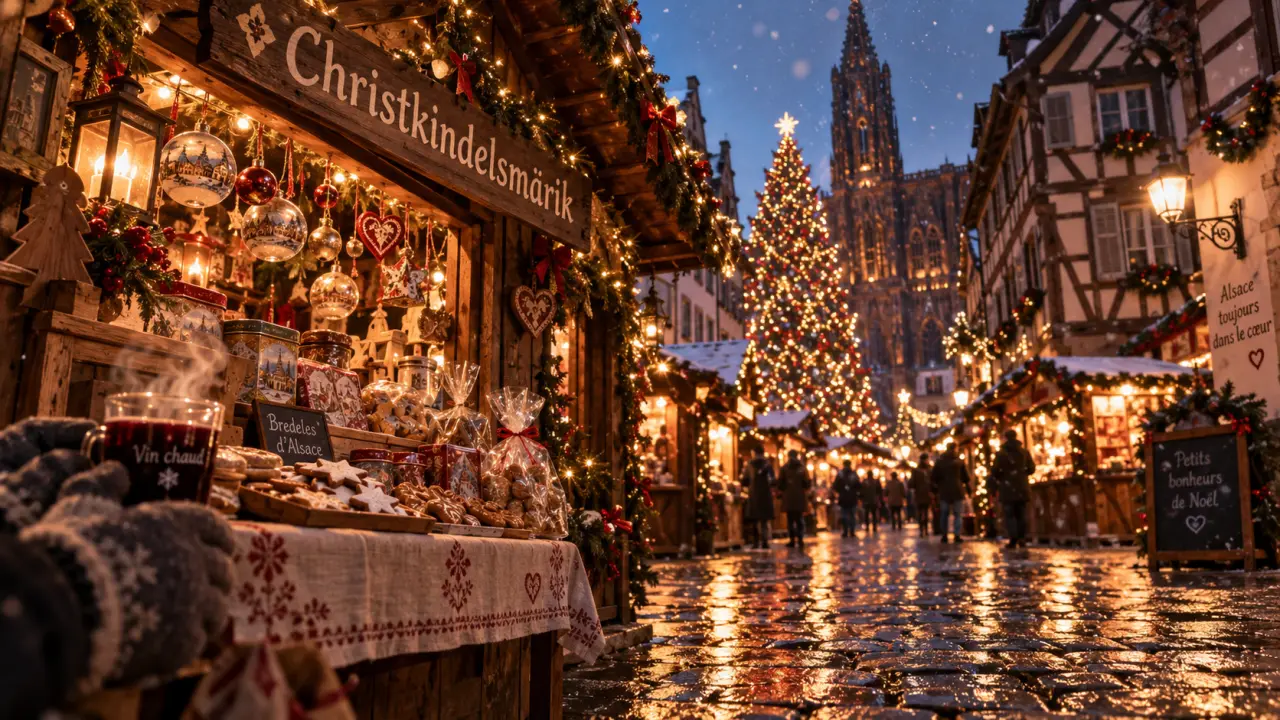 Marchés de noel strasbourg 2025 : chalet alsacien, vin chaud et sapin