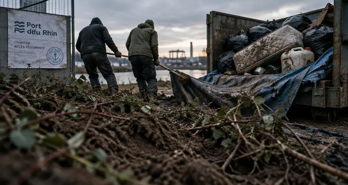 Port du Rhin : une décharge sauvage de plusieurs années en cours de nettoyage