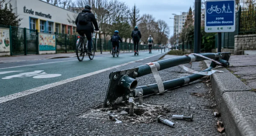 Rue de Rotterdam, une barrière cyclable retirée après des critiques